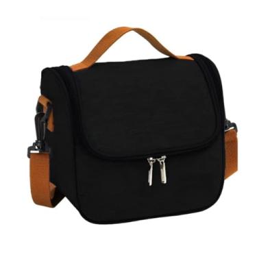 Imagem de Bolsa Térmica Lancheira com Alça Transversal Removível Ideal para o Trabalho Escola Passeios e Viagens (Preto)