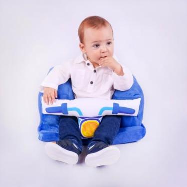 Imagem de Assento de bebê para 3 a 24 meses, cadeira de chão com suporte para as costas infantil, sofá de pelúcia com desenho animado(Motoca Azul)