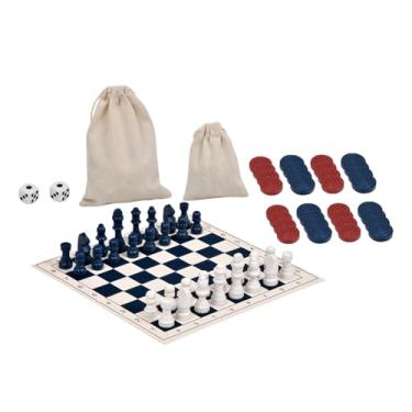 Imagem de MERIGLARE Jogo de Tabuleiro de Viagem 3 em 1 para E Damas, Gamão com Bolsa de Armazenamento, Jogos de Mesa Leves E Interativos para Crianças