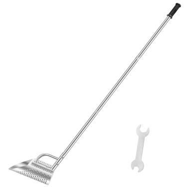 Imagem de Pá de praia de aço inoxidável, pá de praia à prova de ferrugem de aço inoxidável 304, areia resistente com detecção de metal, colheres de areia para caça ao tesouro, colher de detector de metais