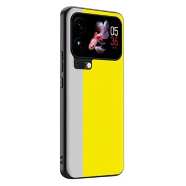 Imagem de LTLMYDAM Capa fina para Xiaomi 17 Pro Max/17 Pro/17, capa de couro à prova de impressão digital com bloqueio de cor para homens e mulheres, capa antiqueda, amarela, 17 Pro