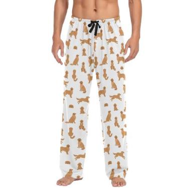 Imagem de Calças de pijama Ollabaky Golden Retriever Dogs para homens L