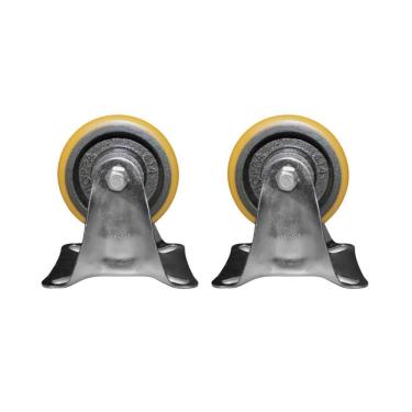 Imagem de Kit 2 Rodinhas 100Mm Ferro Com Poliuretano 4`` Placa Fixa