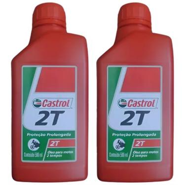Imagem de Kit 2 Oleo Castrol 500 ml Para Motores 2 Tempos Roçadeiras Motos