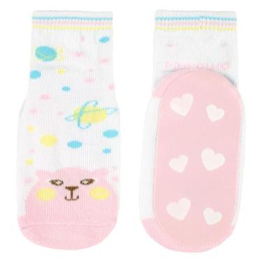Imagem de Meia Infantil Antiderrapante Bebê Menina Tam. 21 ao 25 Pimpolho, Branc