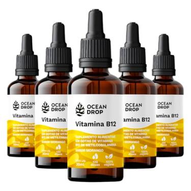 Imagem de Kit 5 Vitamina B12 em Gotas Ocean Drop 30ml Sabor Morango