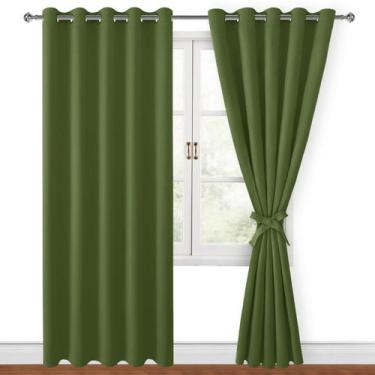 Imagem de Cortina Aislante Térmica Decorativa Verde Oliva 152x213 cm - Hiasan