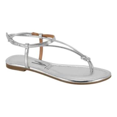 Imagem de Sandália Rasteira Vizzano Feminino Prata Elegância Ajustavel, Prata, 3