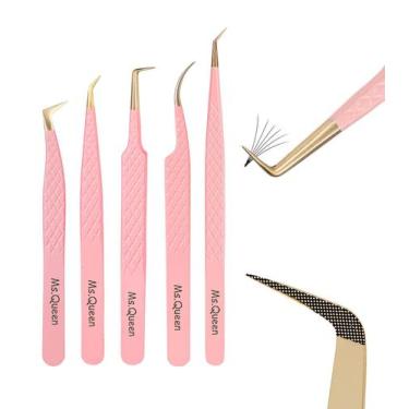Imagem de Pinças de cílios Ms.Queen para extensões de cílios, conjunto de 5