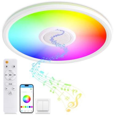 Imagem de UprizeP Lámpara de Techo LED RGB de 24W y 28 cm con Bocina Bluetooth
