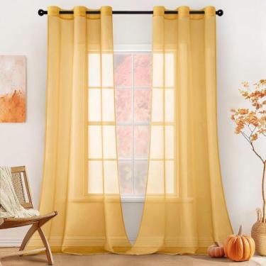 Imagem de Cortinas transparentes MIULEE Solid Color 213x213cm, conjunto de 2 pai