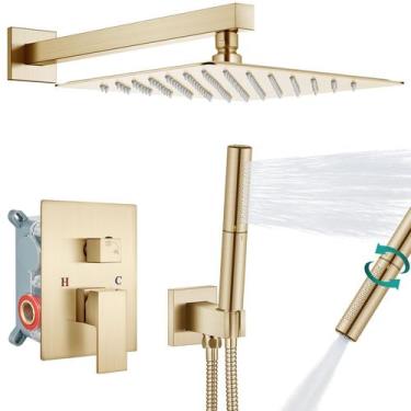 Imagem de Sistema de chuveiro Aolemi com cabeça de chuveiro de chuva em ouro esc
