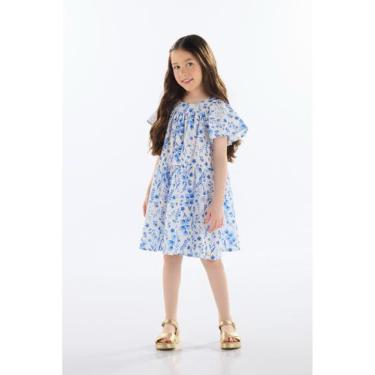 Imagem de Vestido Floral em Tricoline Quimby, Azul, 8