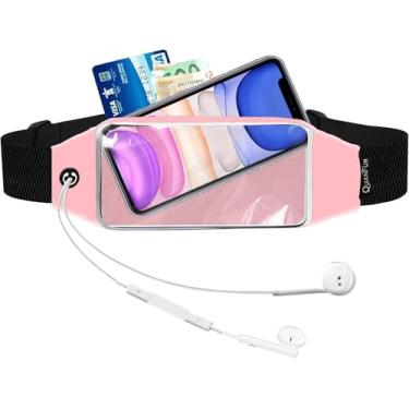 Imagem de QUANFUN Cinto de corrida para mulheres e homens, pochete para cinto, cinto para dinheiro, bolsa de treino à prova d'água, suporte de telefone com tela sensível ao toque, acessórios de presente de