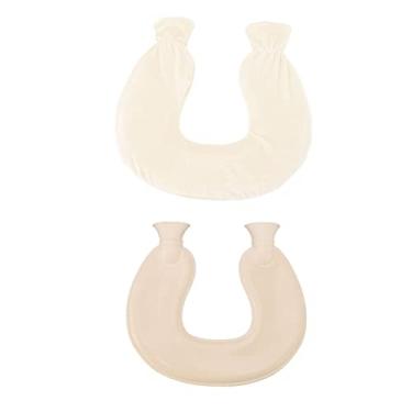 Imagem de RiToEasysports Garrafa de água Quente Em Formato de u, Pescoço, Ombro, Inverno Quente Com Capa Macia, Capacidade de 1 Litro, Ideal para Viagens (Branco)