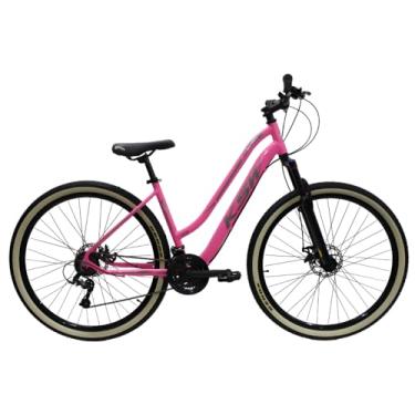 Imagem de Bicicleta KSW Sunny Feminina em Aluminio Aro 29 Rebaixada Retro 21 Marcha Relação 3x7com Freio a Disco e Suspensão de 80mm (Rosa Neon, 15)
