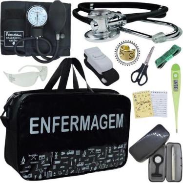 Imagem de Kit Bolsa Cores Aparelho Pressao Esfigmomanometro Enfermagem Premium, 