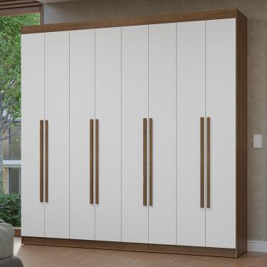 Imagem de Guarda-Roupa Casal 8 Portas Batentes Rustic/Branco/Rustic Netuno Madesa