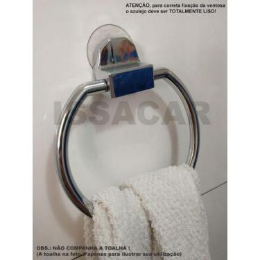 Imagem de Porta toalha de banho Porta pano de prato redondo fixação por ventosa 
