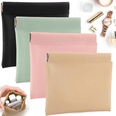 Imagem de 4 peças pequenas bolsas de maquiagem para bolsa, mini bolsas de cosméticos portáteis para mulheres, porta-moedas, batom, acessórios cosméticos, bolsa de armazenamento pequena para kit de viagem