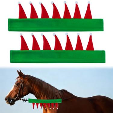 Imagem de Pilleay 2 peças de capas de rédea de Natal para fantasia de cavalo de Natal acessórios decoração festiva presentes equestres