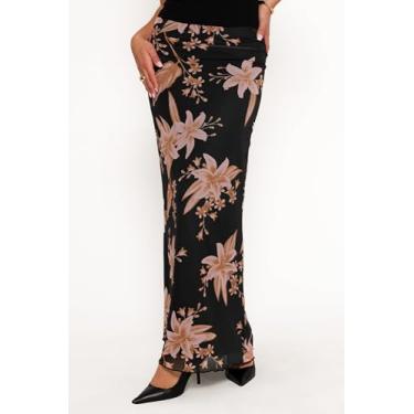 Imagem de Petal & Pup Saia maxi feminina Bloise, Flora preta, GG