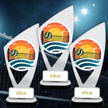Imagem de Troféu Para Vôlei de praia torneio de campeão em Acrílico Para Premiação Kit 3 Peças