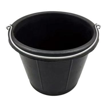 Imagem de KiBcsLic Balde de borracha para alimentação, com alça, para jardim, água, versátil para animais, gado, construção e garagem.