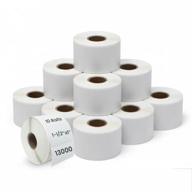 Imagem de Etiquetas de impressora térmica direta de 3,8 cm × 2,5 cm, 10 rolos, 13.000 etiquetas de código de barras térmicas brancas foscas com adesivo forte, compatível com impressoras Zebra e Eltron (não é