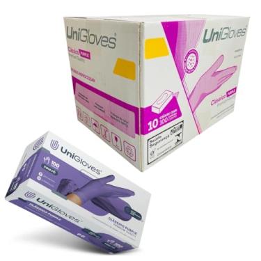 Imagem de Luva Roxa Purple Unigloves Latex Com Pó Tamanho EP Kit 10 Caixas 1000 unidades