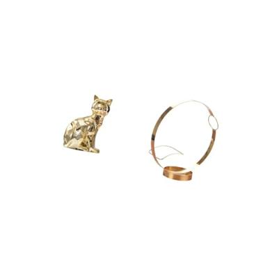 Imagem de Fenteer Suporte para Garrafa de Vinho em Escultura Artística de Animal, Estatueta Decorativa de Gato, Organizador de Metal, Ornamento Artesanal para Lareira,