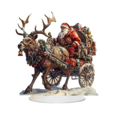 Imagem de Generic Placa de acrílico plana 2D do Papai Noel para decoração de mesa, enfeite de Natal à prova d'água, peça central colecionável para quarto, Style C