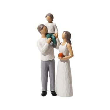 Imagem de Escultura: estátua de resina, figura de família, pai e filho modernos 