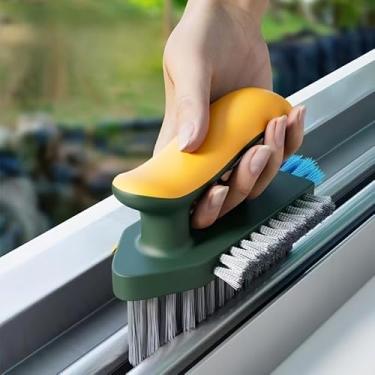 Imagem de Escova de limpeza multiuso 3 em 1, esfregador de canto de banheiro, limpador de argamassa para piso, parede e banheiro, ferramenta de limpeza portátil