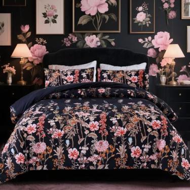 Imagem de Conjunto de roupa de cama MAG Floral, edredom, tamanho completo, 3 peç