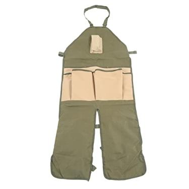 Imagem de Avental de avental de jardinagem avental ferramenta de jardim de avental com vários bolsos fivela ajustável durável para jardinagem e cuidado de gramado Green Khaki 600D Oxford