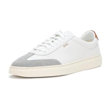 Imagem de BOSS Tênis masculino Kieran de couro macio, Marshmallow branco, 38