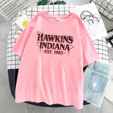 Imagem de Camiseta 100% Algodão Stranger Things Hawkins - sneko, Rosa, P blusinh