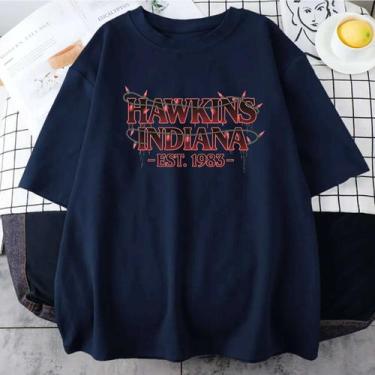 Imagem de Camiseta 100% Algodão Stranger Things Hawkins - sneko, Azul, P