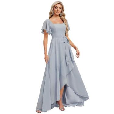 Imagem de Vestido de dama de honra Monvelli Flowy Chiffon Empire Waist Blue