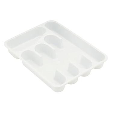 Imagem de Porta Talher 5 Divisórias Organizador Separador De Gaveta De Cozinha Utensílios Resistente Cores (Branco)
