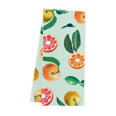 Imagem de WINGTECA Toalhas de cozinha de toranja e laranjas toalhas de prato de verão decoração de cozinha presentes de verão para mulheres homens anfitriãs amigos waffle tecer toalha de mão de chá para