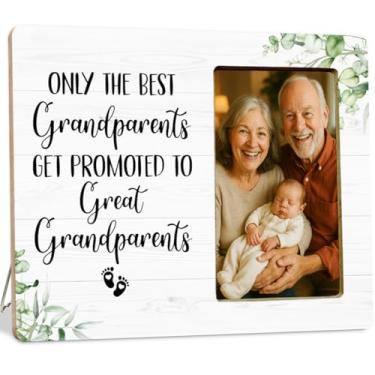 Imagem de LUERHUI Porta-retrato de presente de anúncio de bebê para avó vovô, seja promovido a bisavós, molduras de madeira