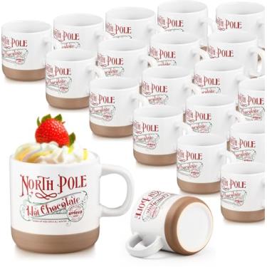 Imagem de Yaomiao Caneca de chocolate quente polo norte, 15 peças, canecas de café de Natal, presentes de Natal, copos de Natal com alça, caneca de aço inoxidável para mulheres e homens funcionários (cerâmica)