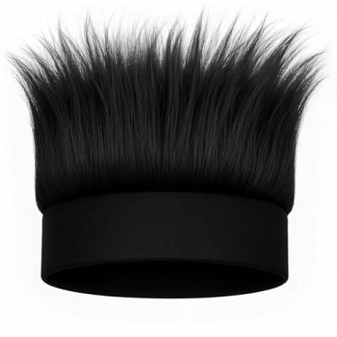 Imagem de CHAKAKA Tiara cabeluda, Crazy Hats Peruca de cabelo engraçada Trolls para adultos, acessórios divertidos de festa à fantasia para a Semana Espiritual, Halloween, Cosplay (cor sólida, preta)