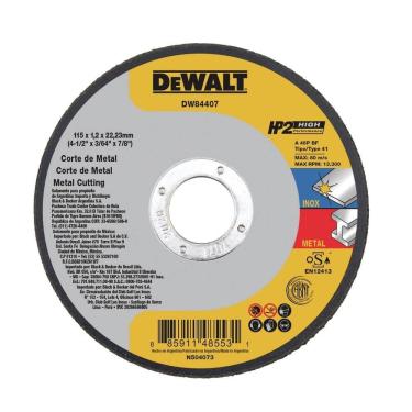 Imagem de Disco De Corte Dewalt Hp2 Dw84407 115x1,0x22mm – Aço-inox, Preciso E Profissional