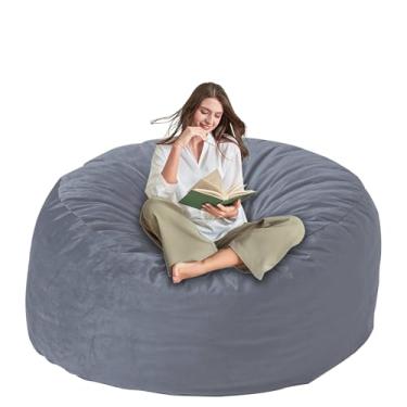 Imagem de Yagamo Cadeira grande para adultos - com enchimento de espuma de memória, sacos de feijão com capa de veludo lavável ultra macia, sofá de pelúcia para sala de estar, quarto e sala de jogos - 1,5 m