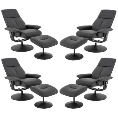 Imagem de Kit 4 Poltronas de Massagem Arizona Giratória com Apoio de PÃ:copyright:s e Reclinável PU Preto G56 - Gran Belo