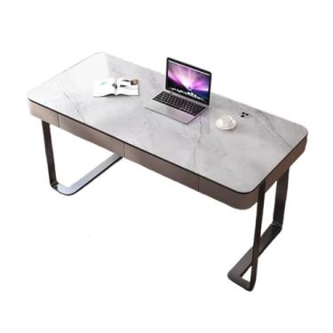 Imagem de Mesa de trabalho Mesa de estudo moderna e minimalista com gavetas tomadas, mesa escritório em casa tampo ardósia estrutura aço(S)