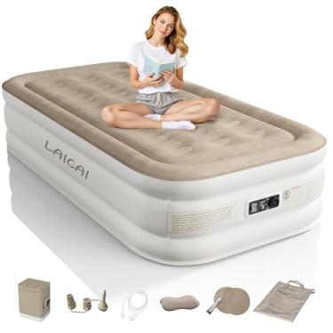 Imagem de Colchao inflavel casal e solteiro com Bomba Integrada, Inflação e Deflação Rápidas, Portátil e Impermeável, Viagem e Uso Doméstico, colchão inflável queen, colchao inflavel com bomba (Solteiro)